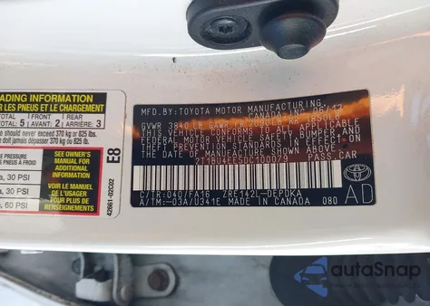 2013 Toyota Corolla L z USA, uszkodzony, nr VIN 2T1BU4EE5DC100079